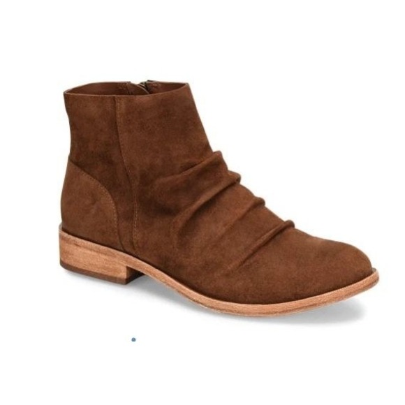 KDB Men Joanna Ruched Suede Ankle Boot Brown Zip Casual Low Heel 10.5W 13959
